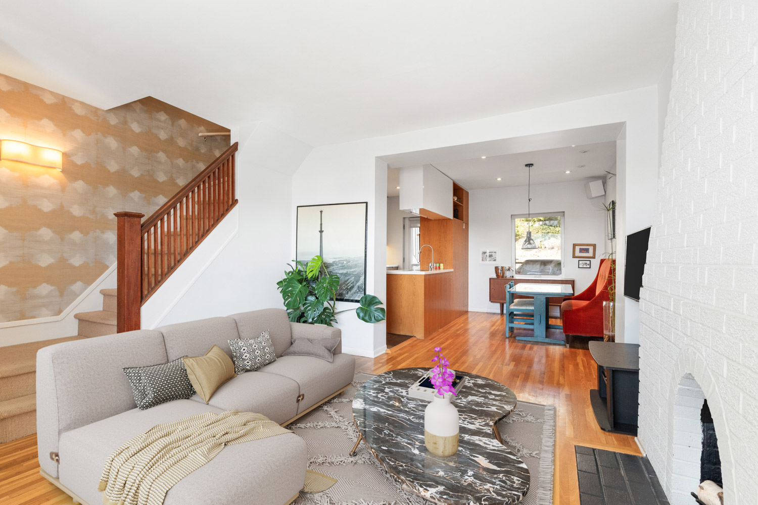 Davenport Rd Toronto House Dining Room and Living Room and Lookout to City Skyline